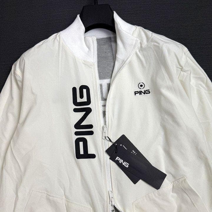新品 ピン ゴルフ フルジップ ニット リバーシブル ジャケット ホワイト LL