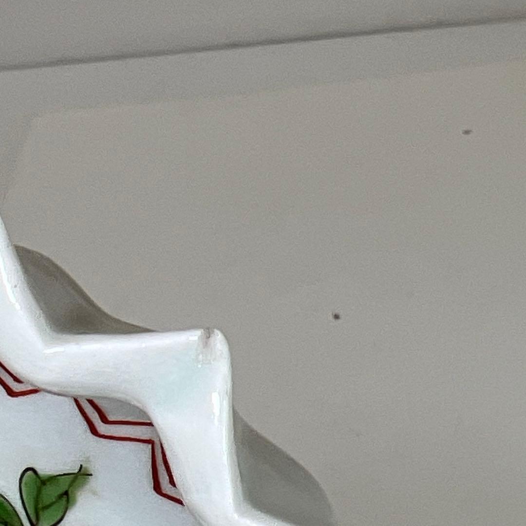 江戸中後期古伊万里赤絵花図　ギザギザ向付10客　木箱付　幅約12.7㎝　トトオサ