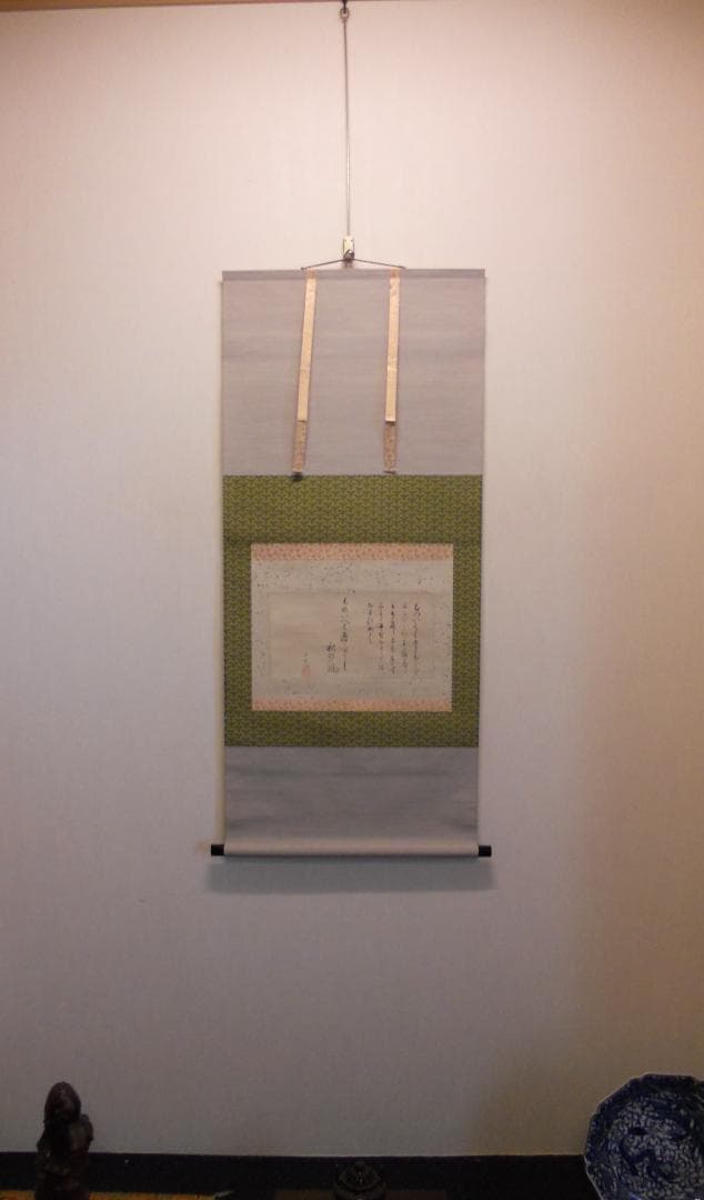 掛け軸 松尾芭蕉 筆 ものいへは句文懐紙 紙本 名品 複製 茶道具 掛軸 新品
