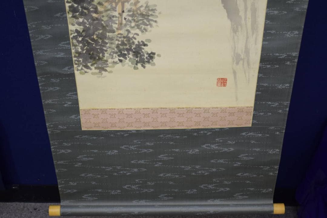 真作/姫島竹外/叭々鳥画賛/絹表装/布袋屋掛軸HH-635