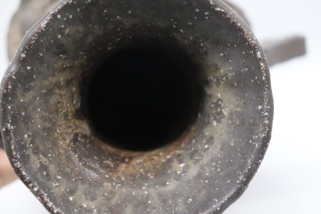 不名作　備前焼　取手付瓶　作家品　共箱　茶道具　送料込み250329