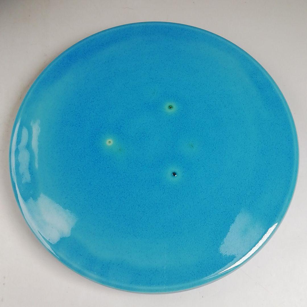 Ｔ９９６　水指　『浅黄交趾　捻梅』『平安　叶松谷 造』　共箱　茶道具