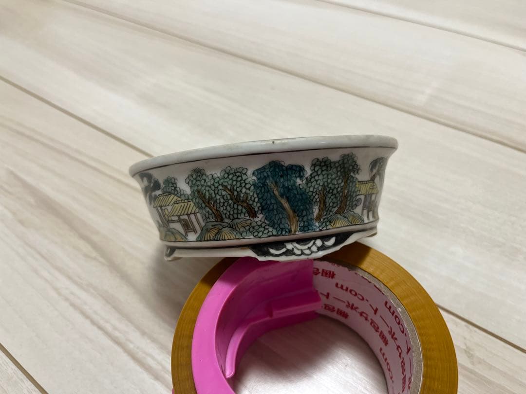 盆栽鉢　絵鉢　染付鉢　ミニ鉢　勝山落款