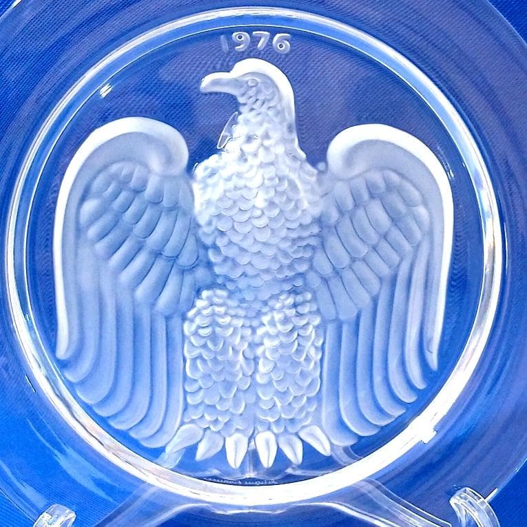 ラリック イーグル 鷲 イヤープレート クリスタルガラス 飾り皿 アンティーク