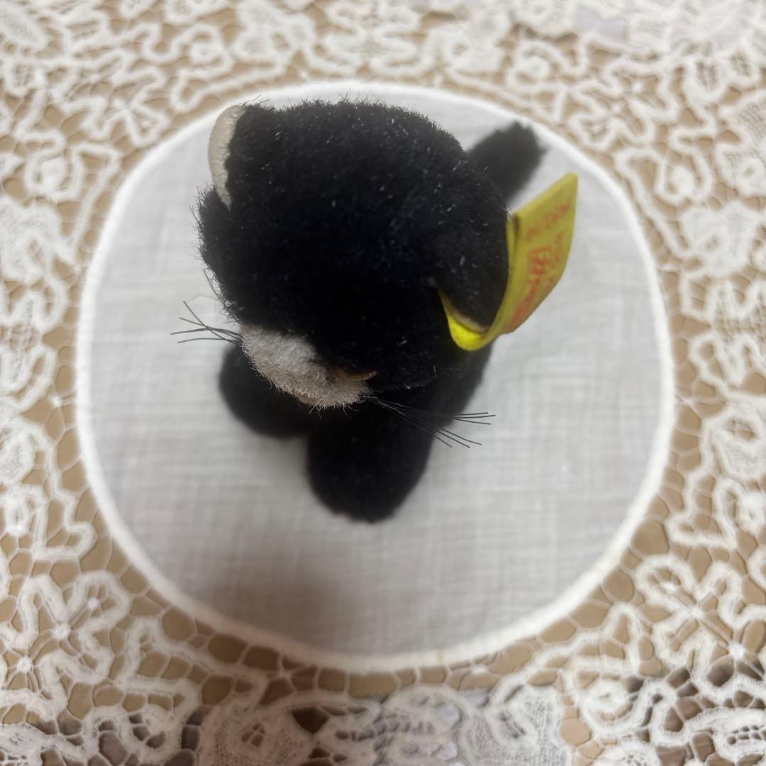 ヴィンテージ シュタイフ　黒猫　steiff ネコ