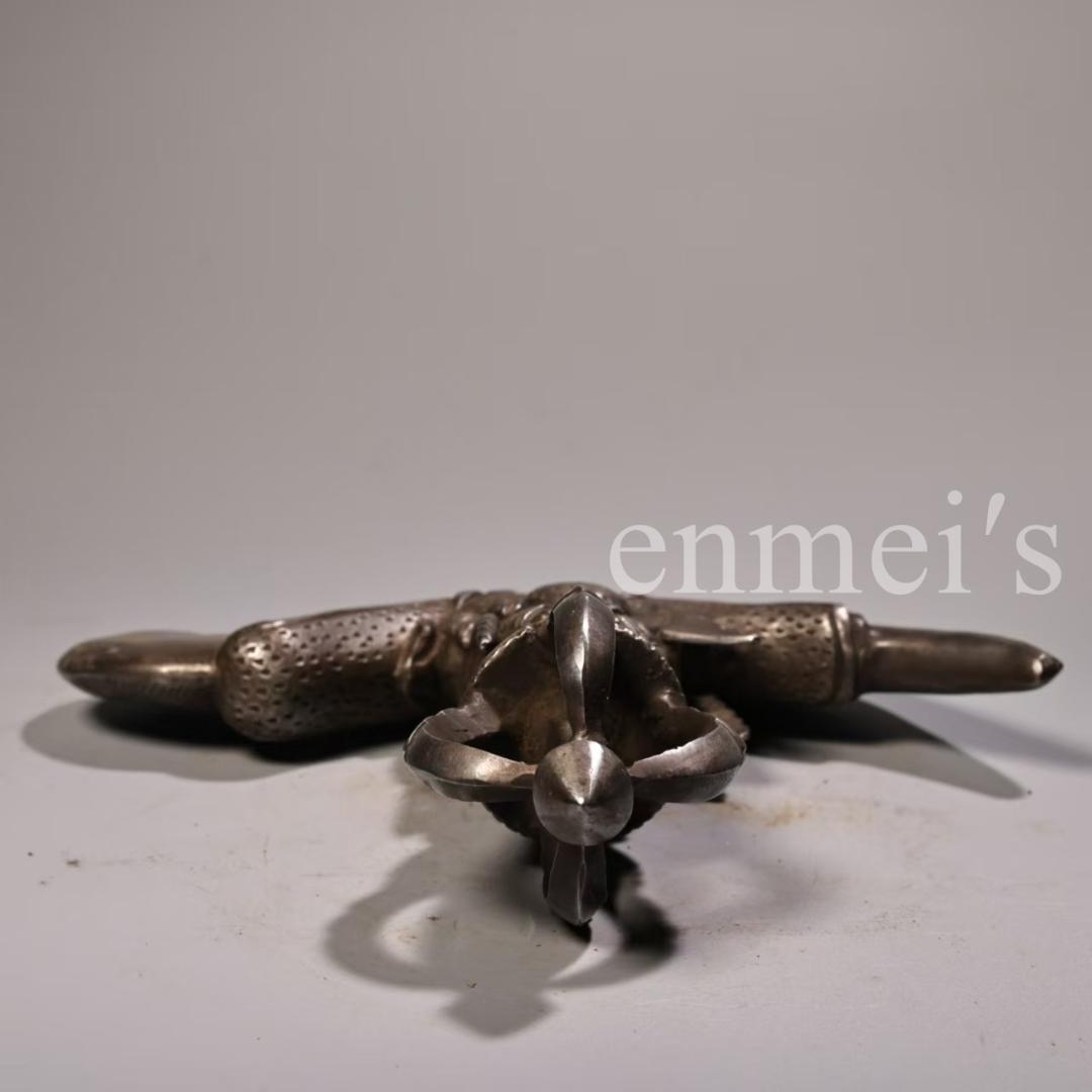 中国古美術・蔵伝工芸・旧チベット収寒鉄刻金剛降魔斧・文房置物・鎮宅辟邪・風水