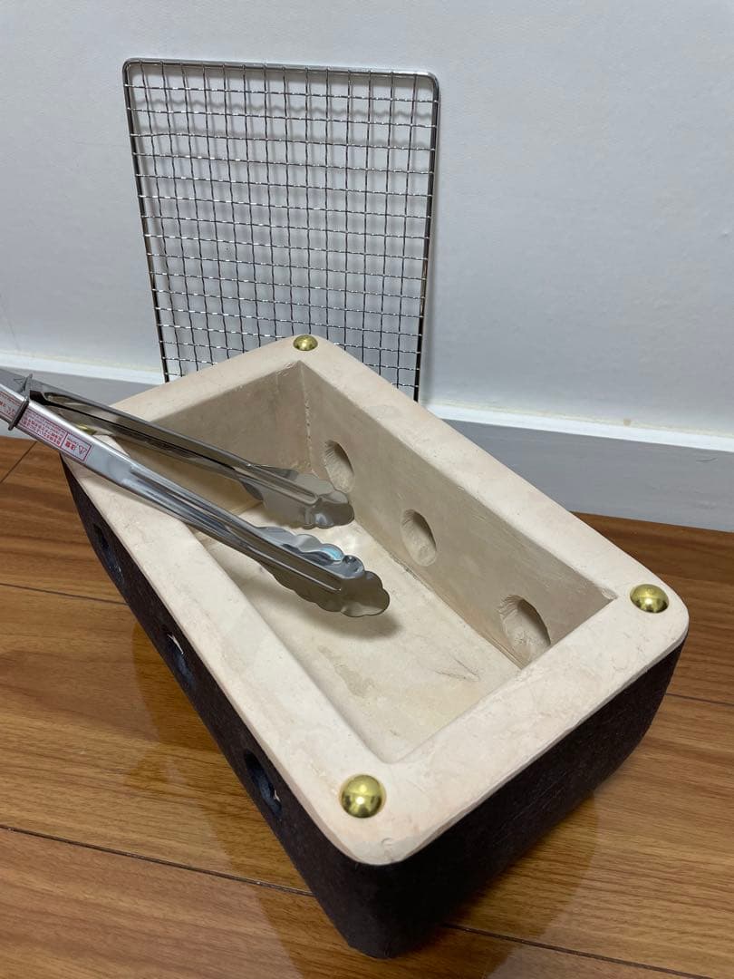 値下げ 稀少 石川県珠洲市産出 純珪藻土切出し七輪 人気の長角30cm大判 網付