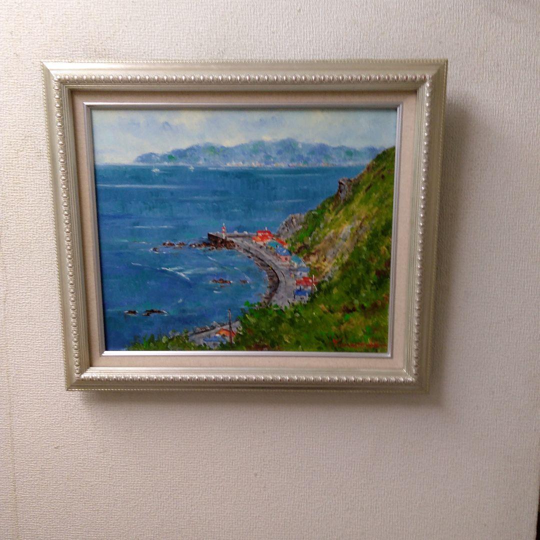 肉質油絵　横　F8 竜飛風景　梅沢民雄　額装仕上げ品