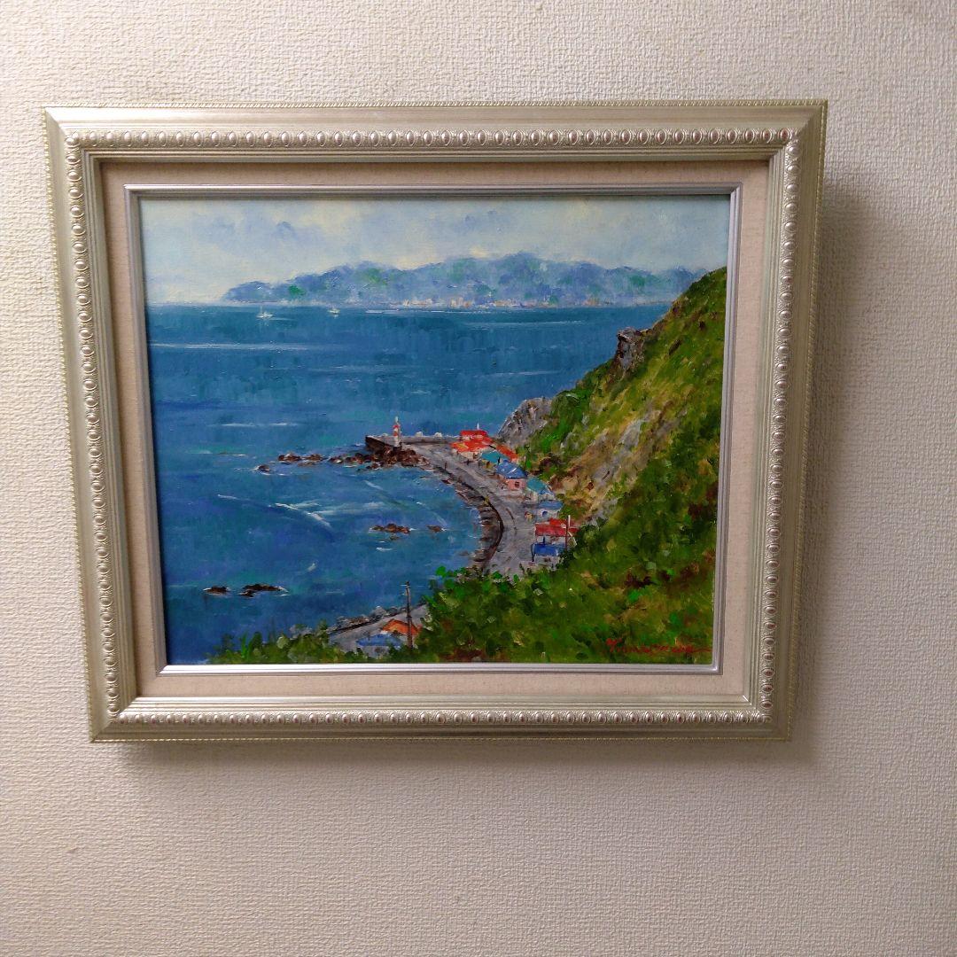 肉質油絵　横　F8 竜飛風景　梅沢民雄　額装仕上げ品