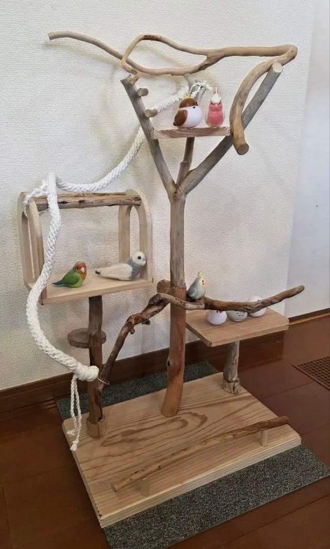 レア枝　バードアスレチック　3way　小型、中型用　流木　ハンドメイド