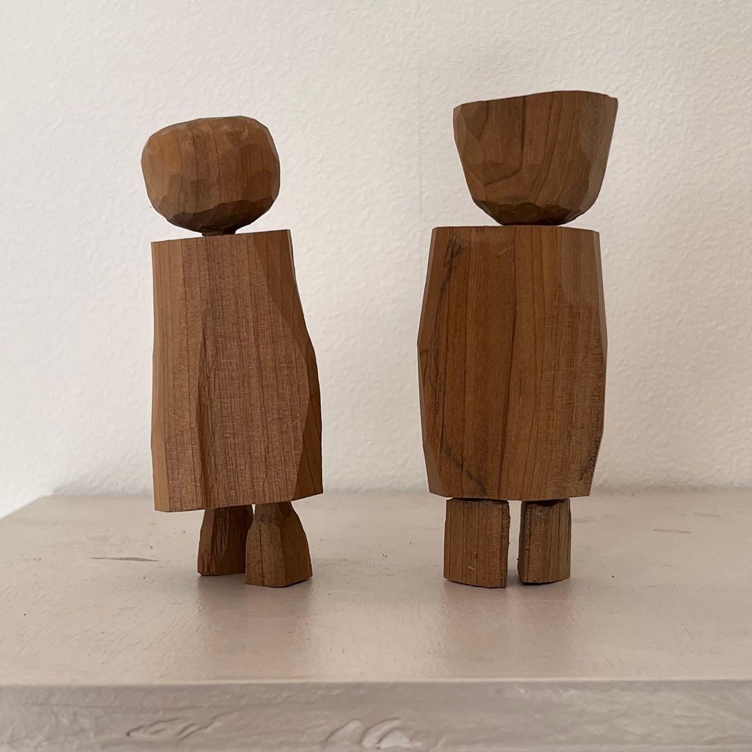 民藝　工芸品　オブジェ　木彫り 手彫り 抽象的な人