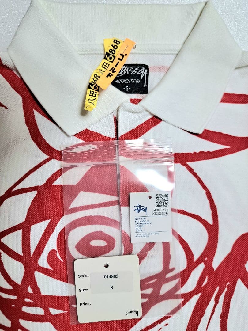 【ゴルフ・S】Stüssy × FL アトミックリング ポロシャツ 白×赤