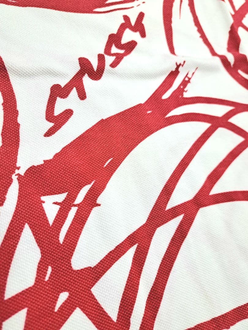 【ゴルフ・S】Stüssy × FL アトミックリング ポロシャツ 白×赤