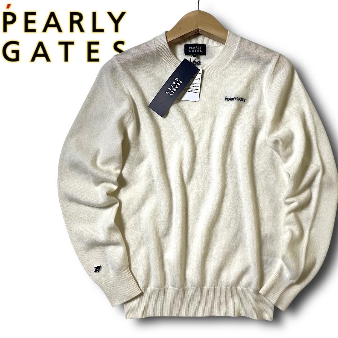 1 パーリーゲイツ 定3.3万 カシミヤ100% ロゴ刺繍 ニット セーター 白