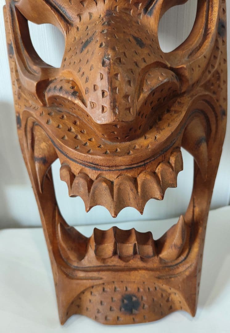 魔除　43cm　民族　木製　仮面　彫刻　マスク　民俗