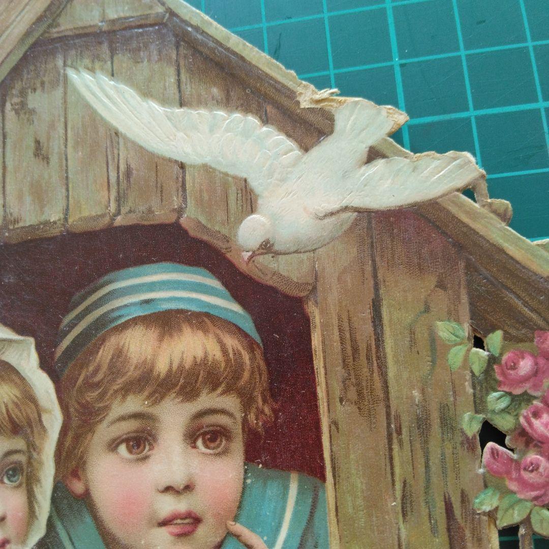 珍品　愛らしい子どもの大きめクロモス　補修跡あり　フランス　蚤の市　アンティーク