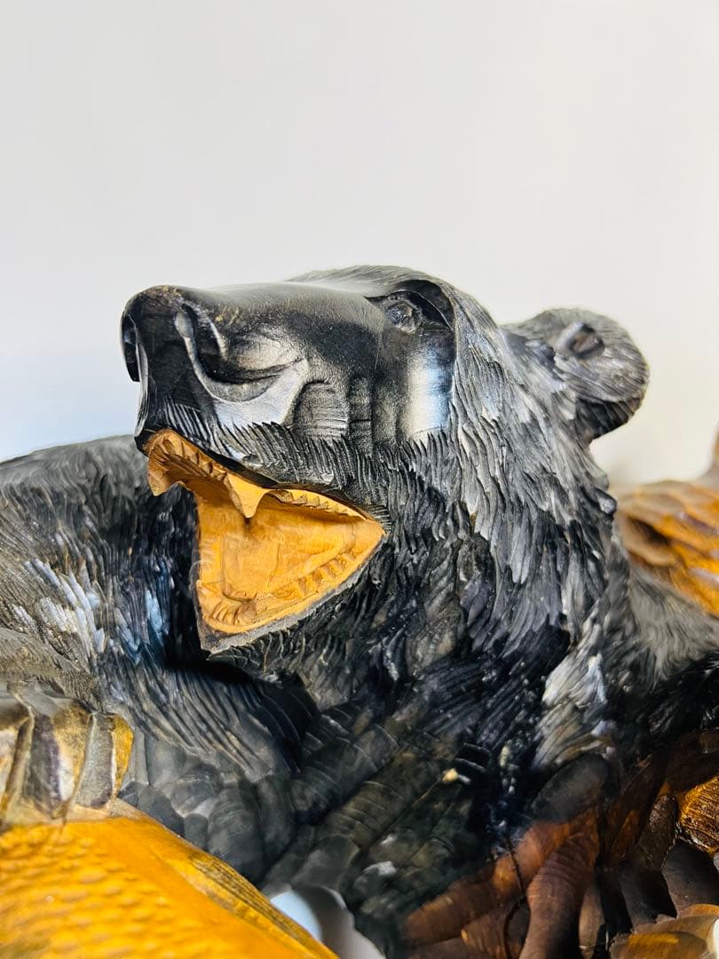 木彫りの熊　アンティーク　置物　民芸品　親子熊