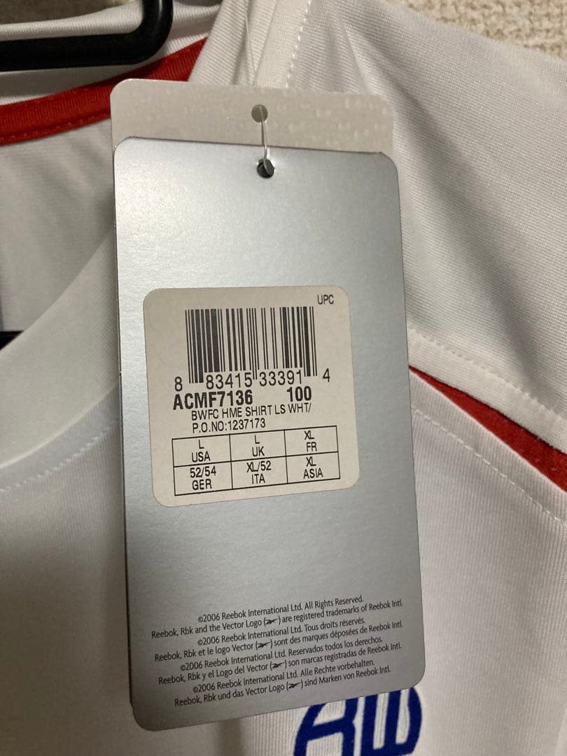 Reebok ボルトン　長袖ユニホーム　US Lサイズ 未使用品