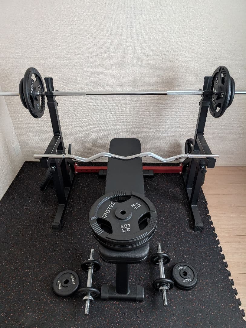 が*す様 【引き取り限定】トレーニングベンチセット、ディップススタンド、EZバー