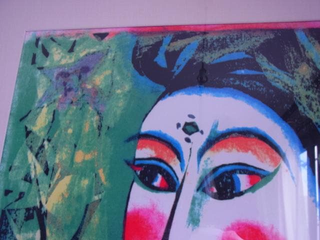 棟方志功　大判風呂敷　くちなし妃の柵　大首　版画絵　専門店額装品　布地印刷　染作