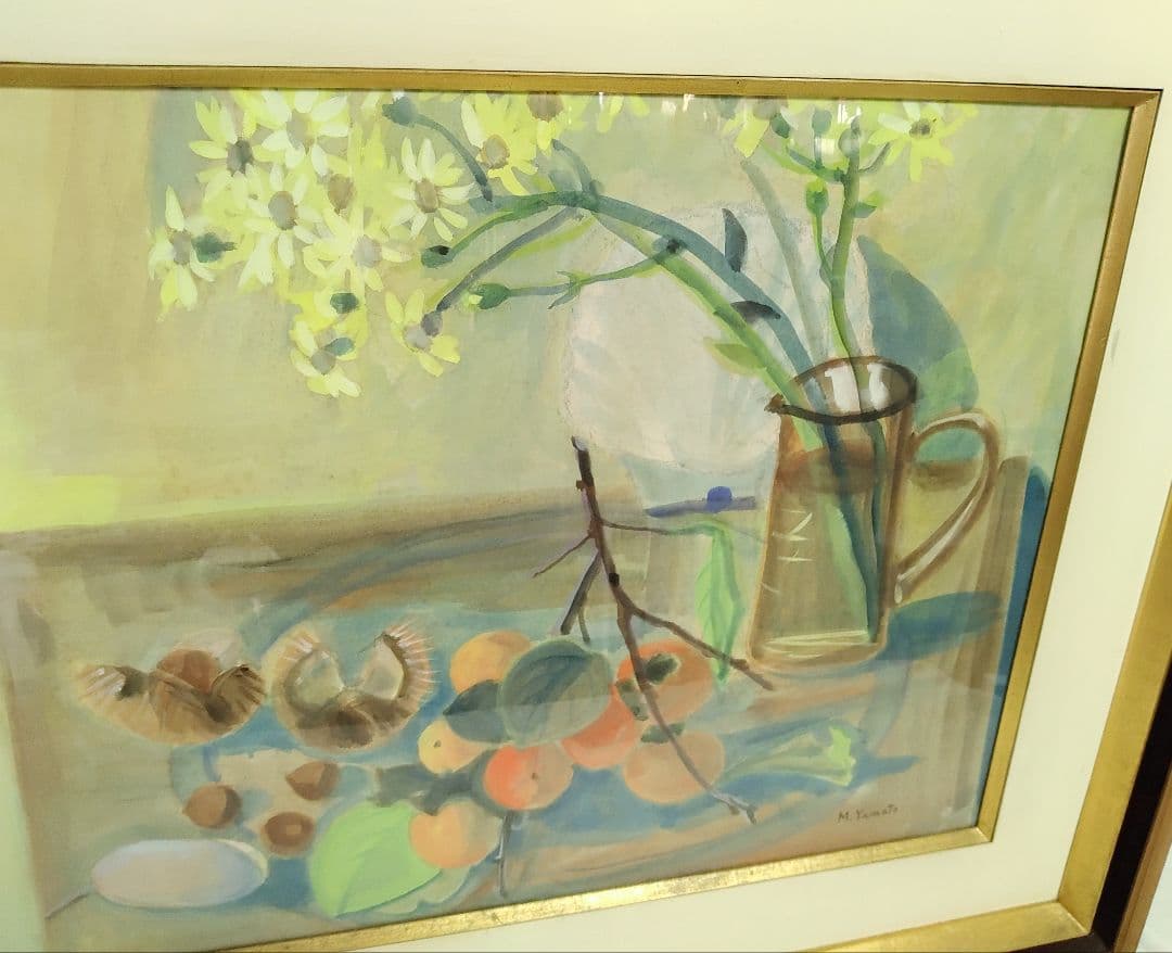 ◇ 静物画　大型水彩　在銘あり