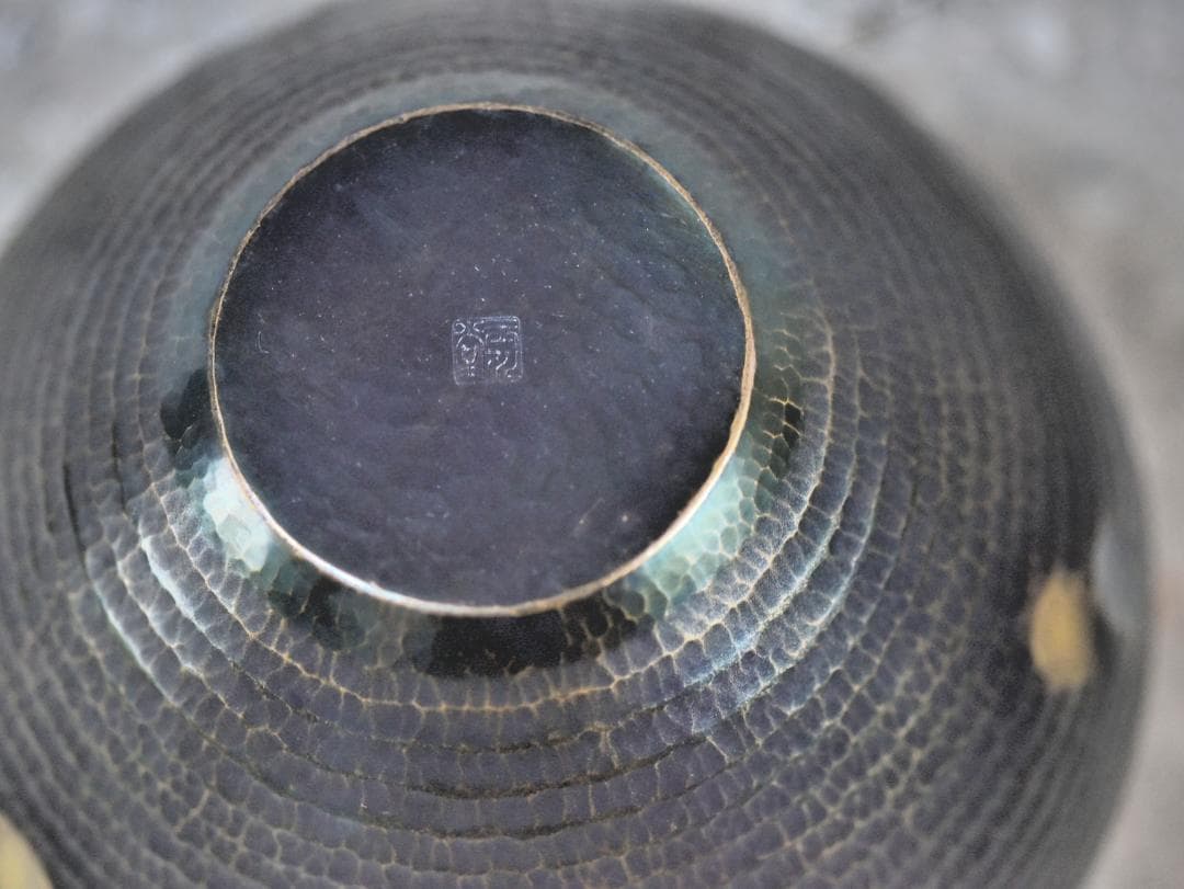 値下げ玉川堂　線条文花瓶　花入れ　鎚起銅器　共箱