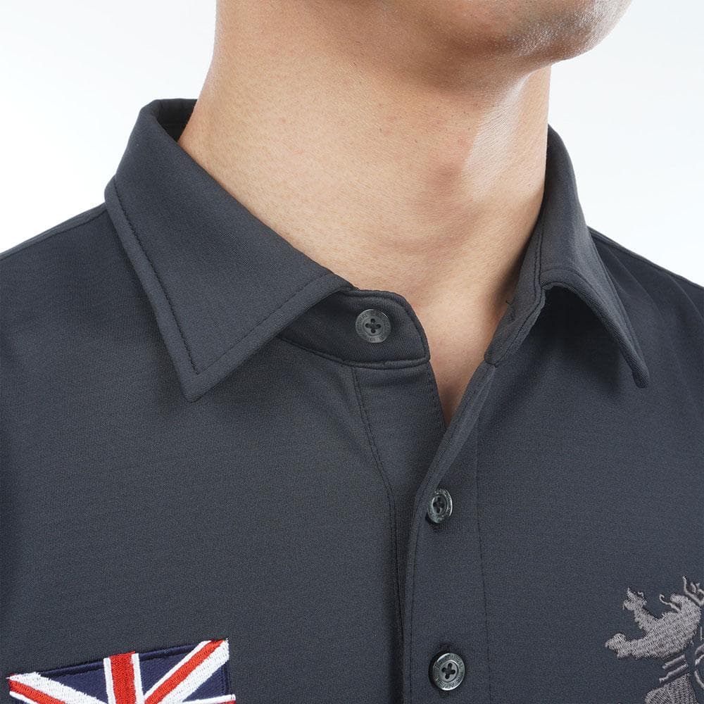 アドミラル ゴルフ フラッグシャツ〔速ポカ〕【L寸】ブラック　adma590