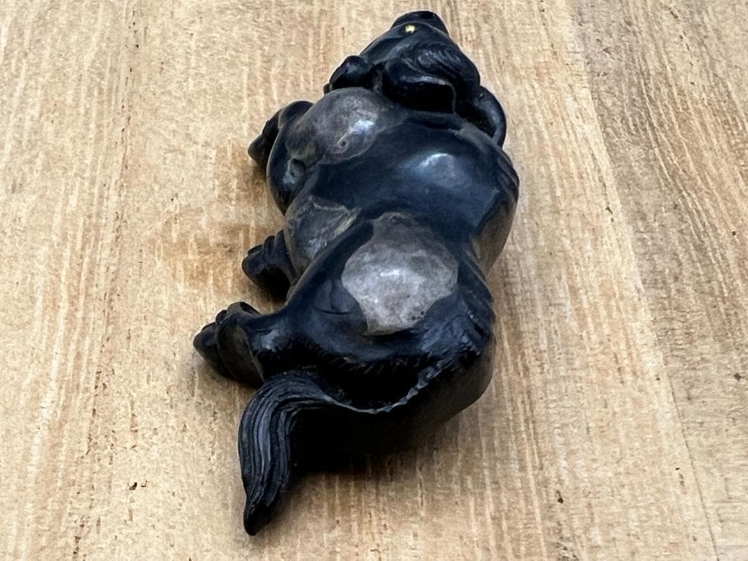 【海】江戸明治期　牛形　手彫　目貫　金具　金目　銅製鍍金　骨董品