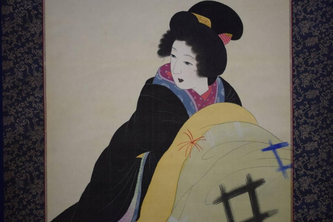 真作/龍生/美人画/布袋屋掛軸HI-188