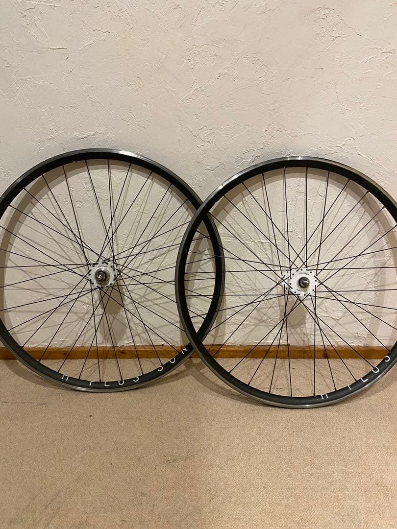 【希少ホワイトハブ】エイチプラスサン 700c ピストホイール前後 njs 競輪