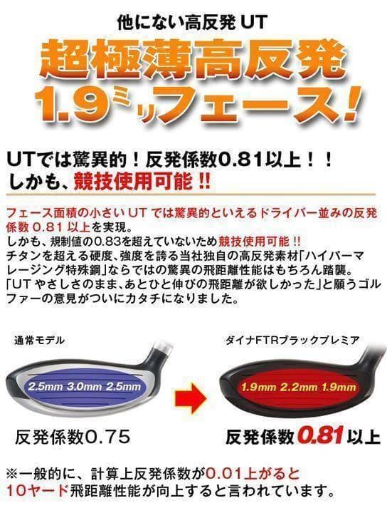 【特割2本セット】希少で激飛びの高反発UT! 競技使用可能! ダイナFTR-UT