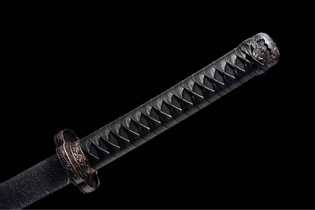 黒獅 高級本格居合刀 本牛革柄巻 日本刀 模造刀 武具 舞踊刀 太刀 武蔵