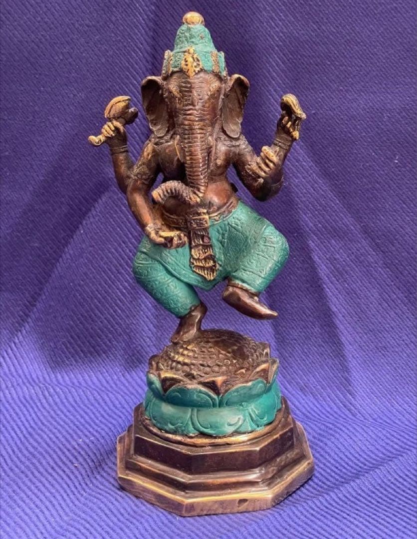 ガネーシャ像　風水置物　ブロンズ　真鍮　☆アンティーク 守り神 .シヴァ神