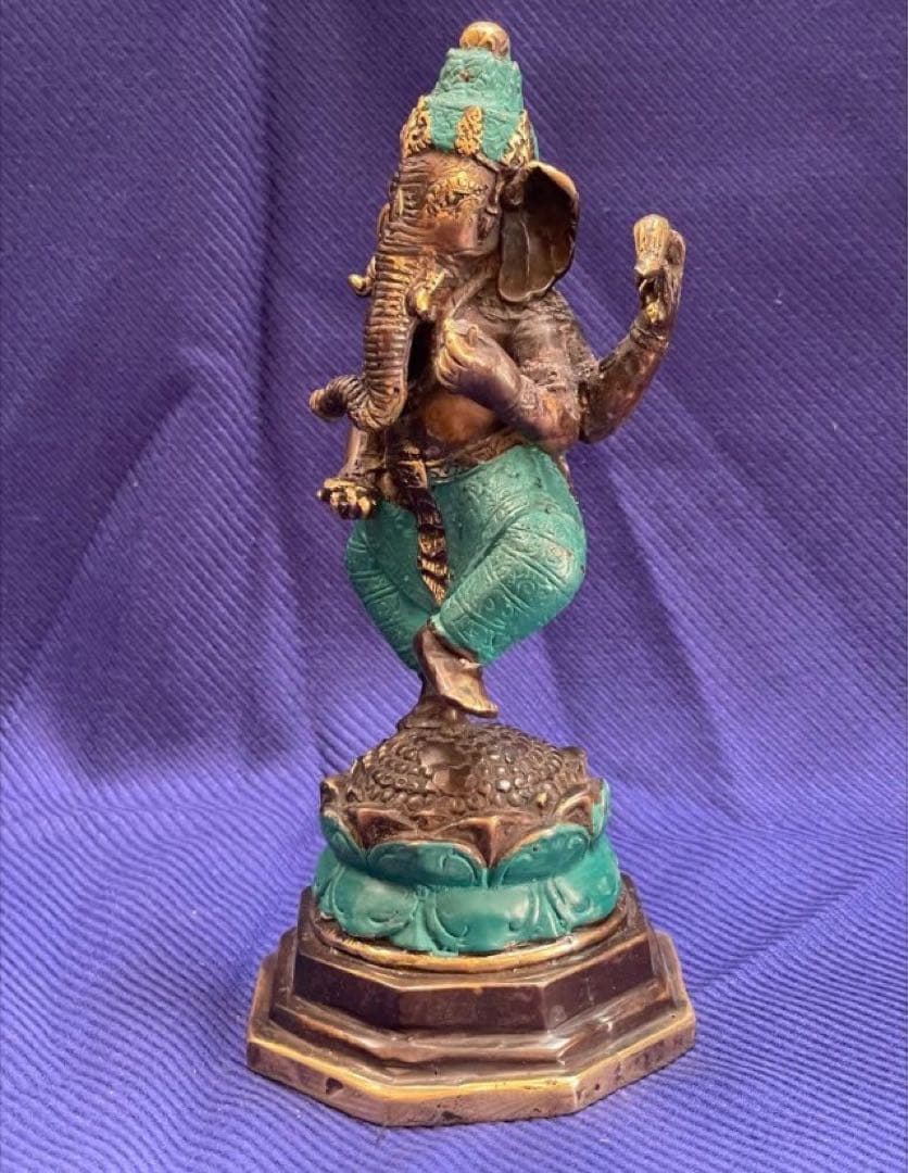 ガネーシャ像　風水置物　ブロンズ　真鍮　☆アンティーク 守り神 .シヴァ神
