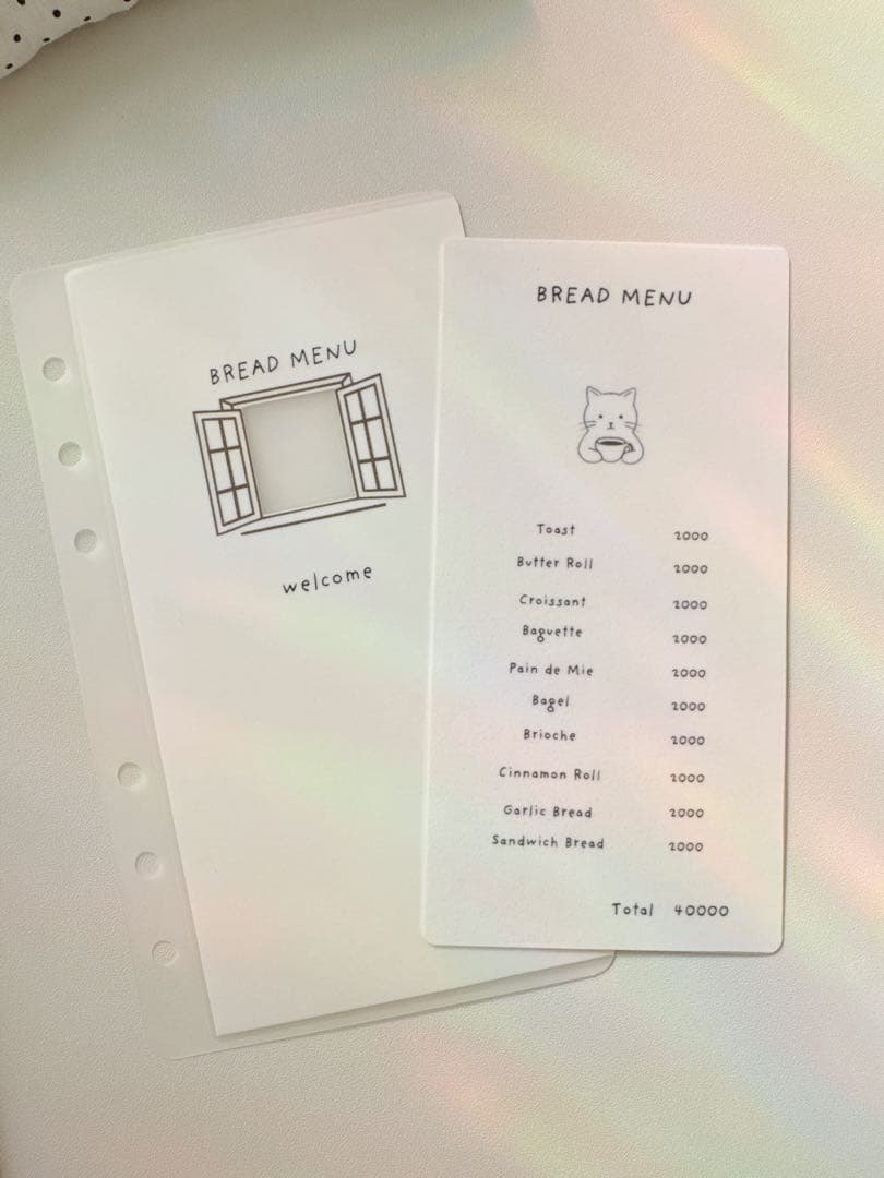 A6 refill MENU with animals 2300円