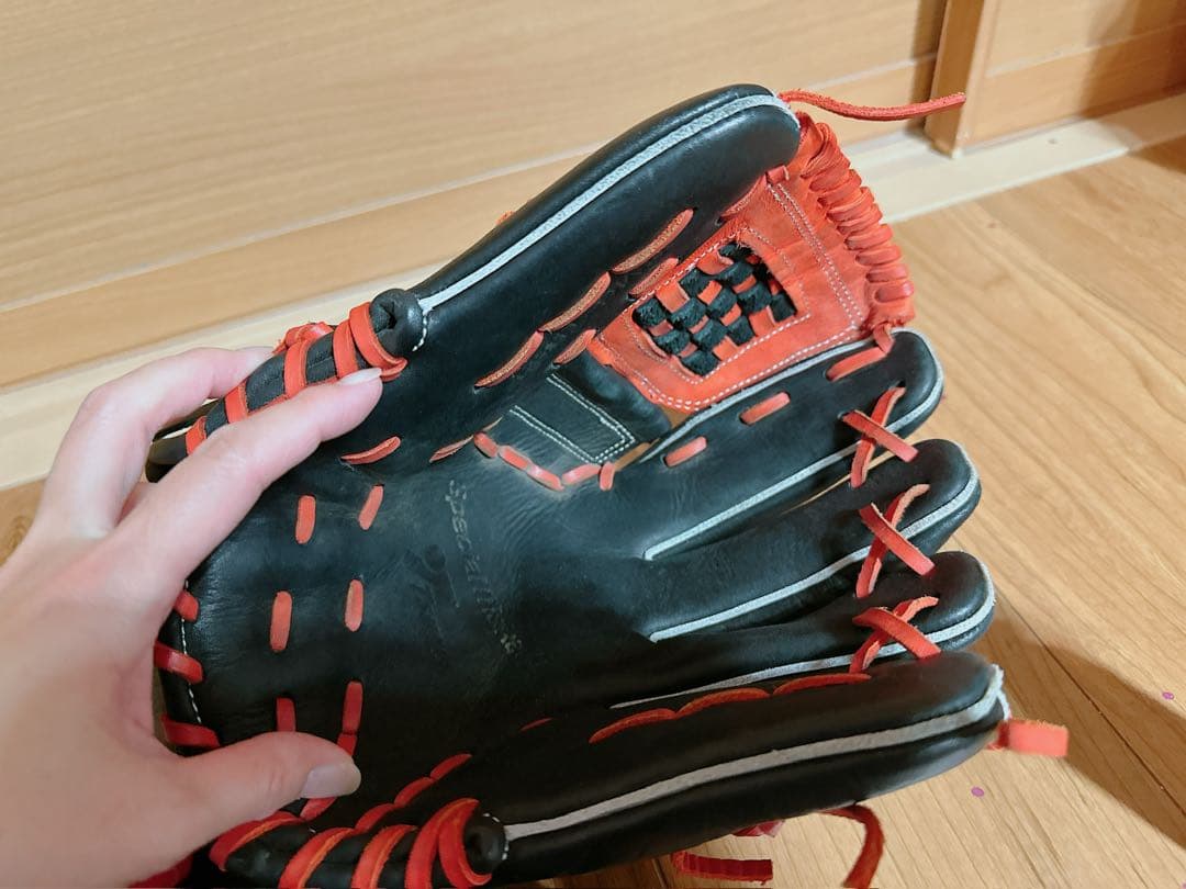 SSK 軟式グローブ 黒/赤 グラブソフナー付き