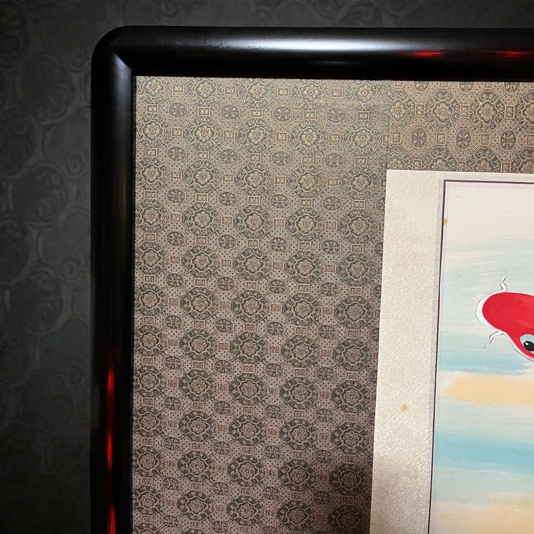 金魚絵画 フレーム付き　大きいサイズ　縁起