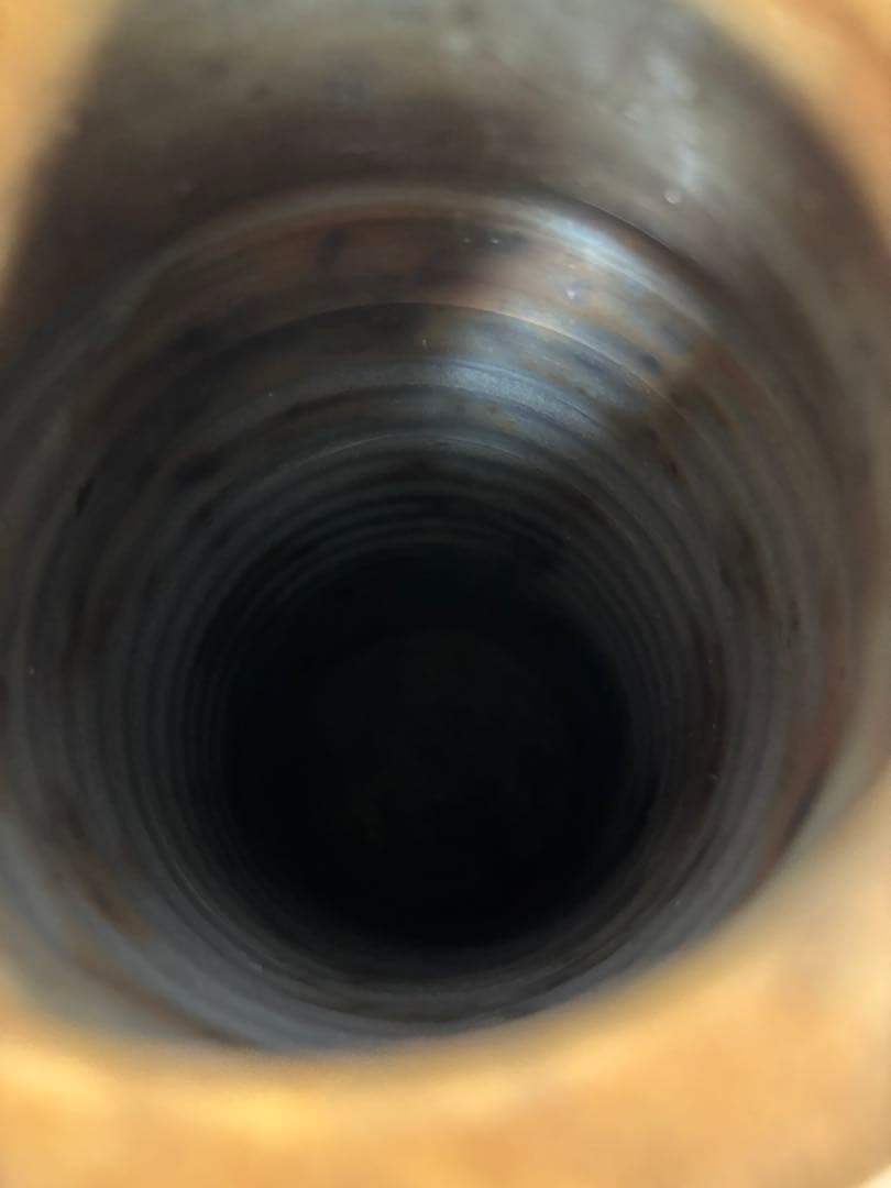 備前焼　陶印有り　耳付き花筒　 花瓶　花入