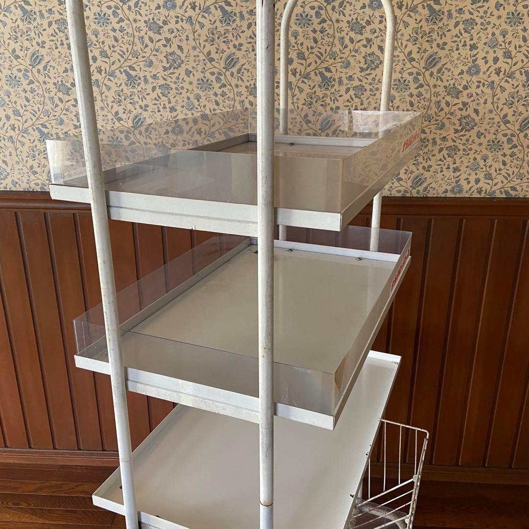 昭和レトロ　’70s ナショナル　店舗什器　陳列棚　ビンテージ　キャスター付き