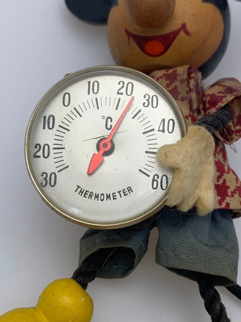 ミッキー 木製 温度計 レトロ ヴィンテージ ディズニー オールド Disney