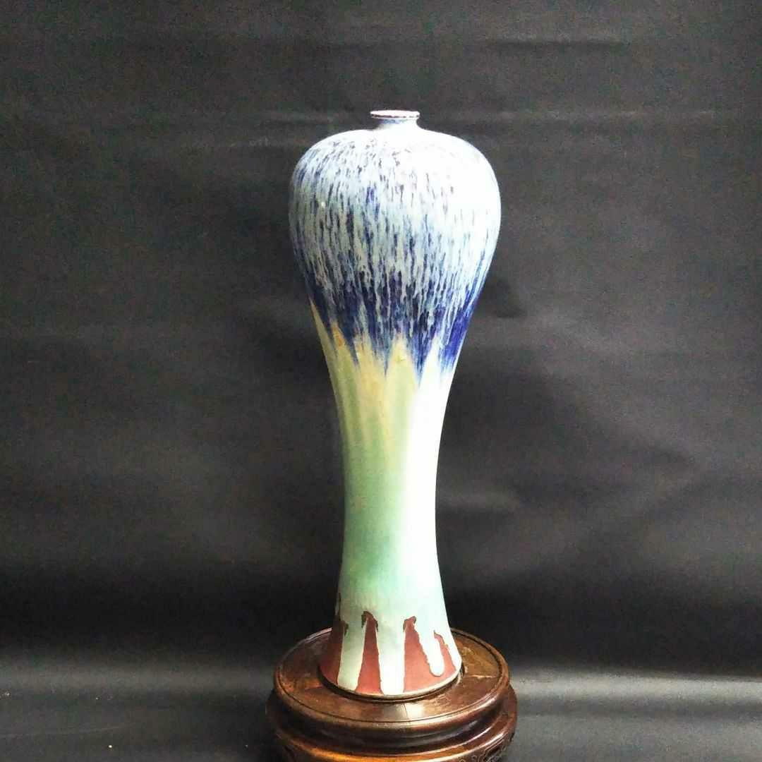 ※中国古美術/爐鈞窯窯変梅瓶(底款:大清乾隆年製)