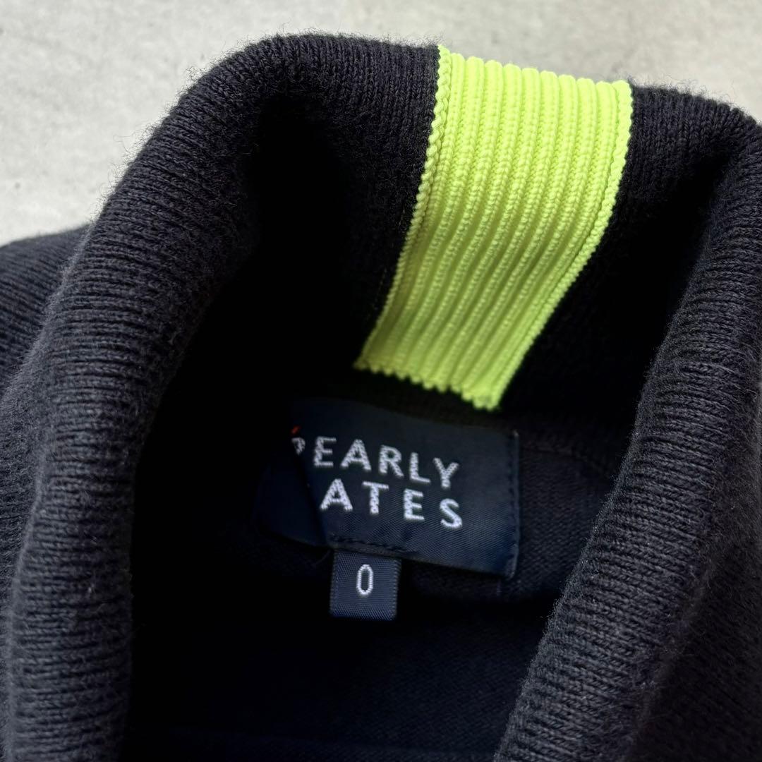 PEARLY GATES タートルネック コットンニットセーター 蛍光ラインロゴ