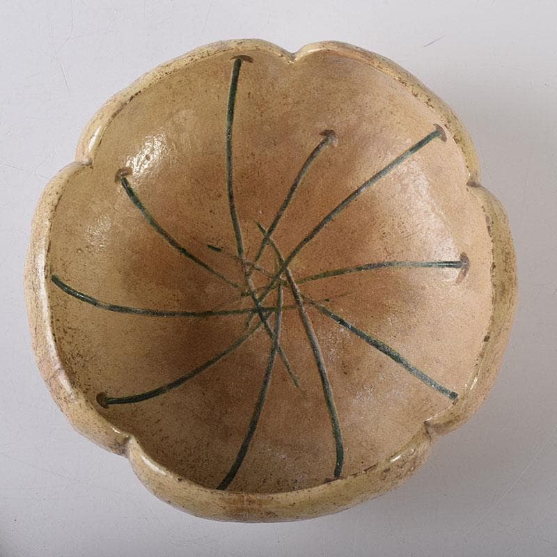 茶道具　楽焼　輪花鉢　菓子器　時代箱付　M　R7991