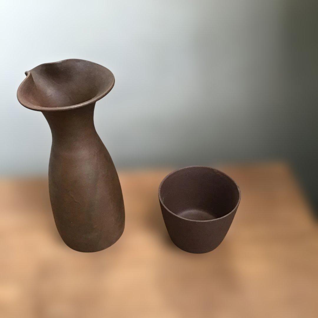 古常滑焼　陶器徳利、ぐい吞み　お猪口　2個セット