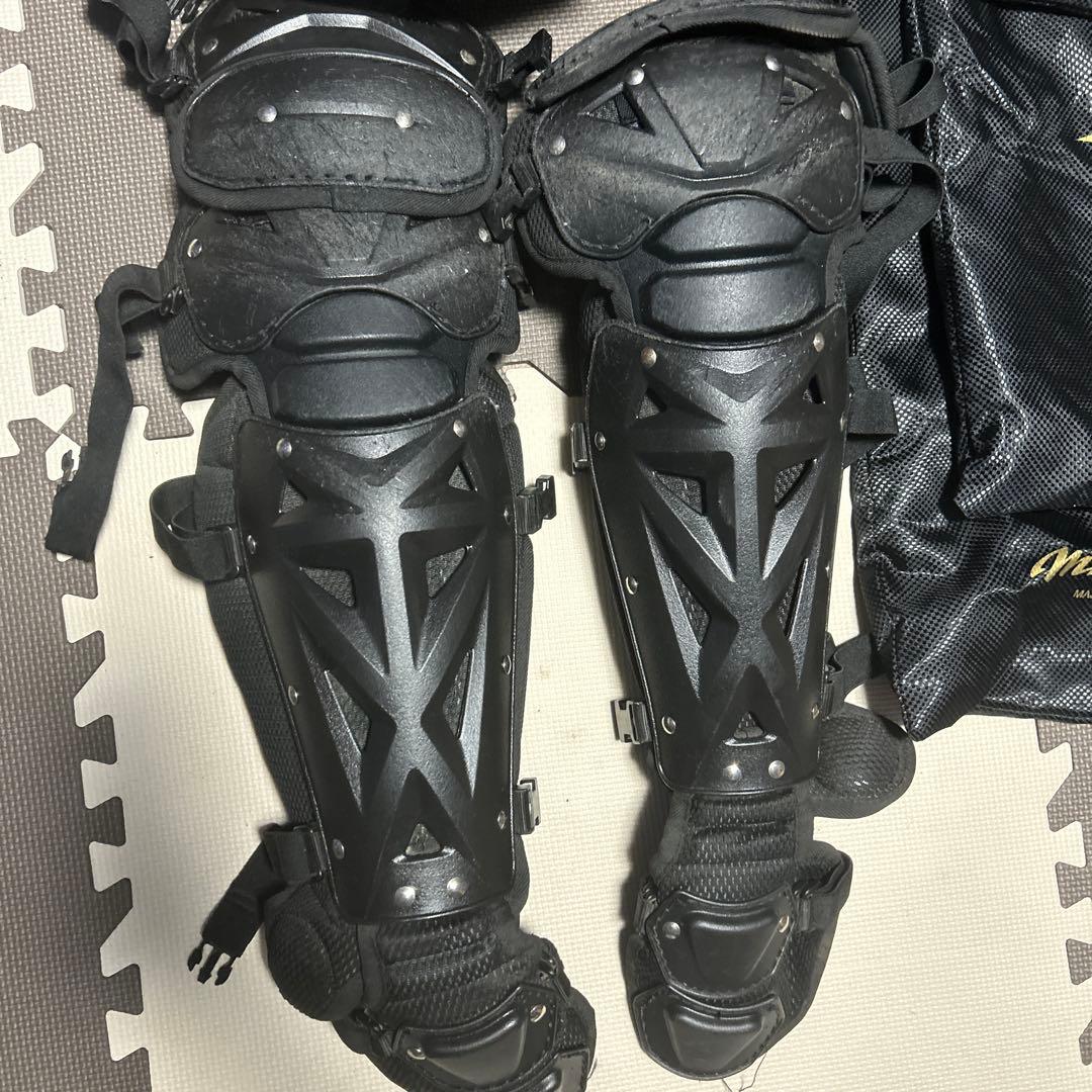袋付き‼️MIZUNO Proキャッチャーレガース ブラック フリーサイズ