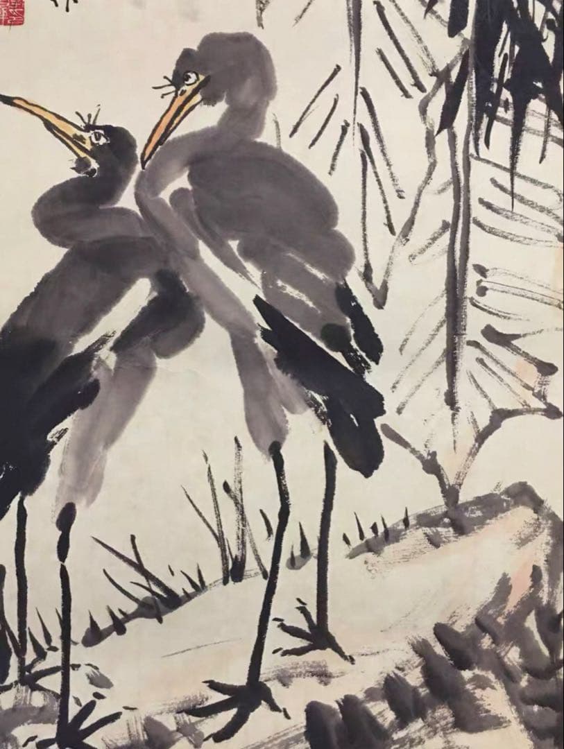 【四条屏掛軸】李苦禅 花鳥画セット　宣紙／鑑賞用作品　和室・客間装飾に最適