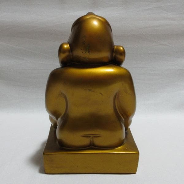 ビリケンさん置物ブロンズ樹脂製金色ゴールド縁起物幸福神様昭和レトロアンティーク