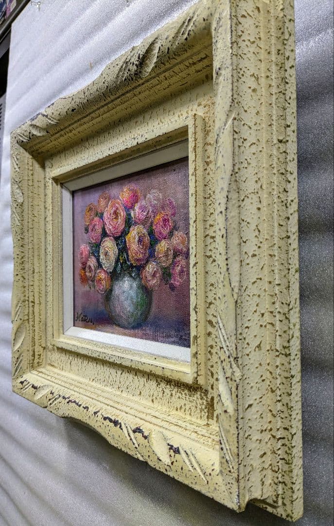 画家haru油彩画F0号★薔薇★肉筆画＊一点物＊静物画★