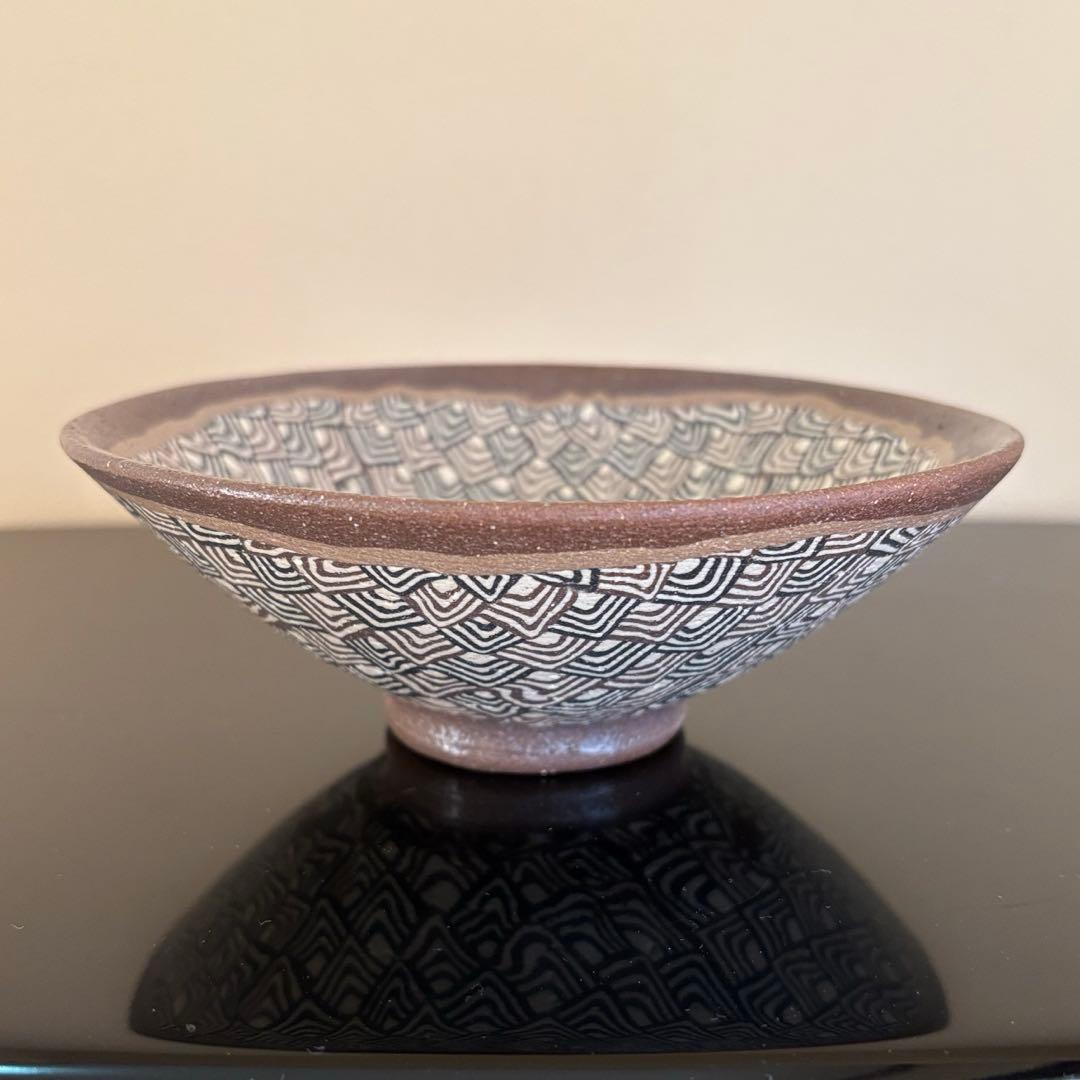 茶道具 練込茶碗 水野教雄 共箱・共布・栞付き