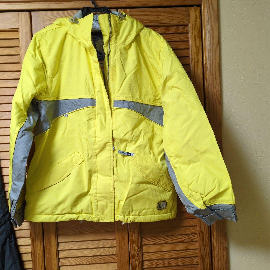 高身長170　スキー,スノボーウェア上下セットユニセックス（イエロー・グレー）